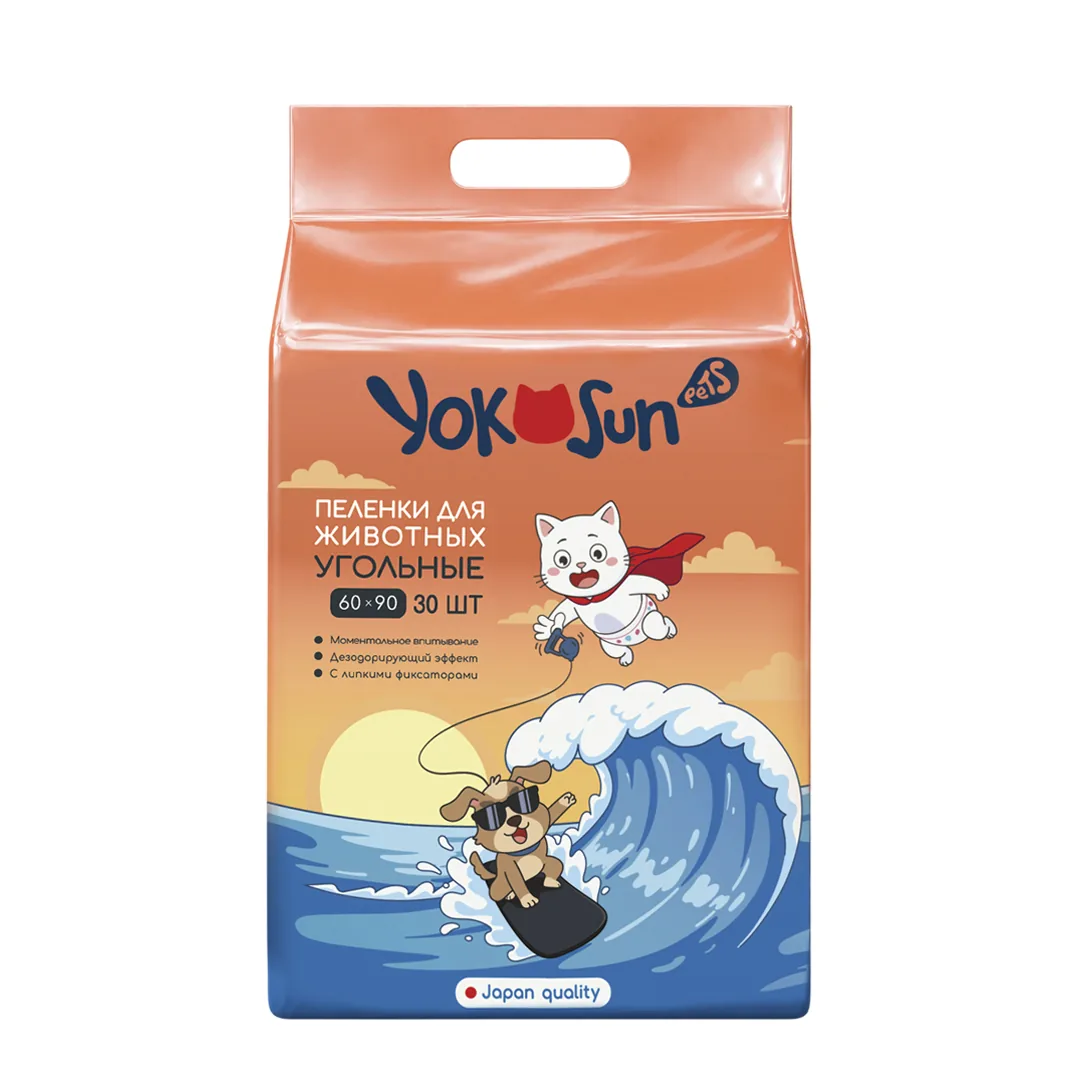 Одноразовые впитывающие пеленки для животных YokoSun Pets 60×90, 30 шт