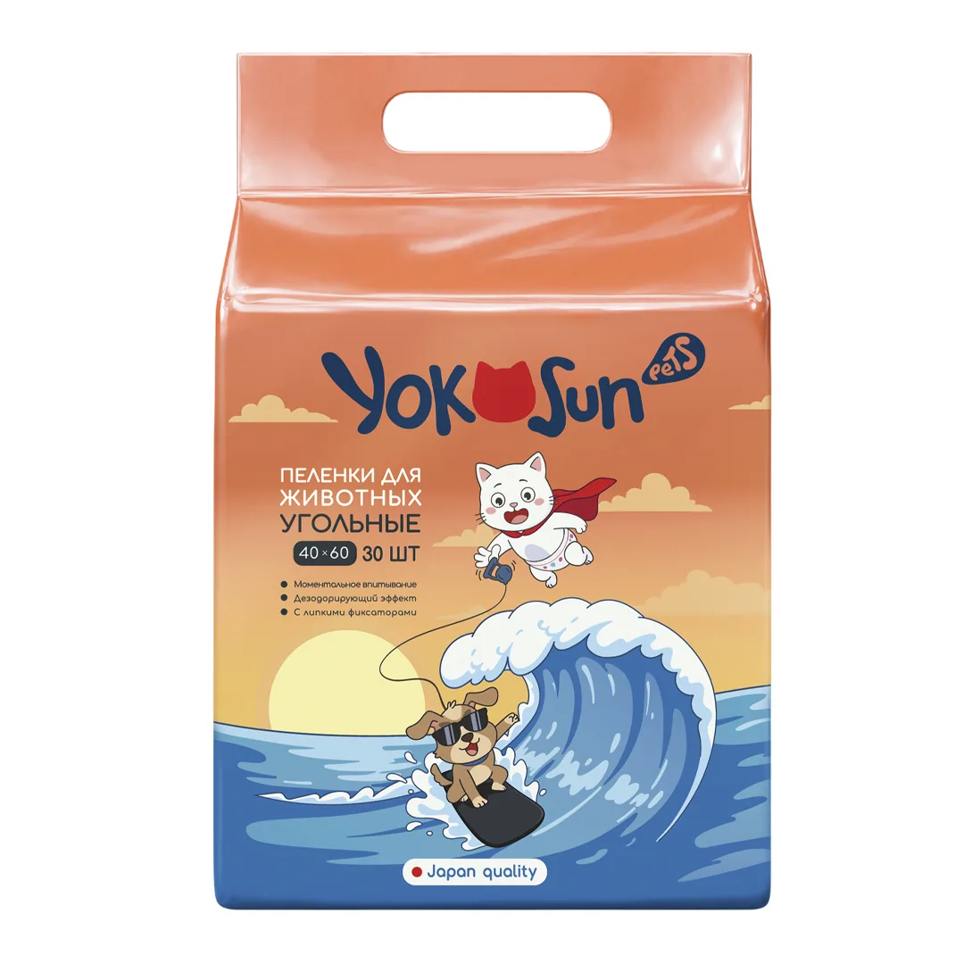 Одноразовые впитывающие пеленки для животных YokoSun Pets 40×60, 30 шт